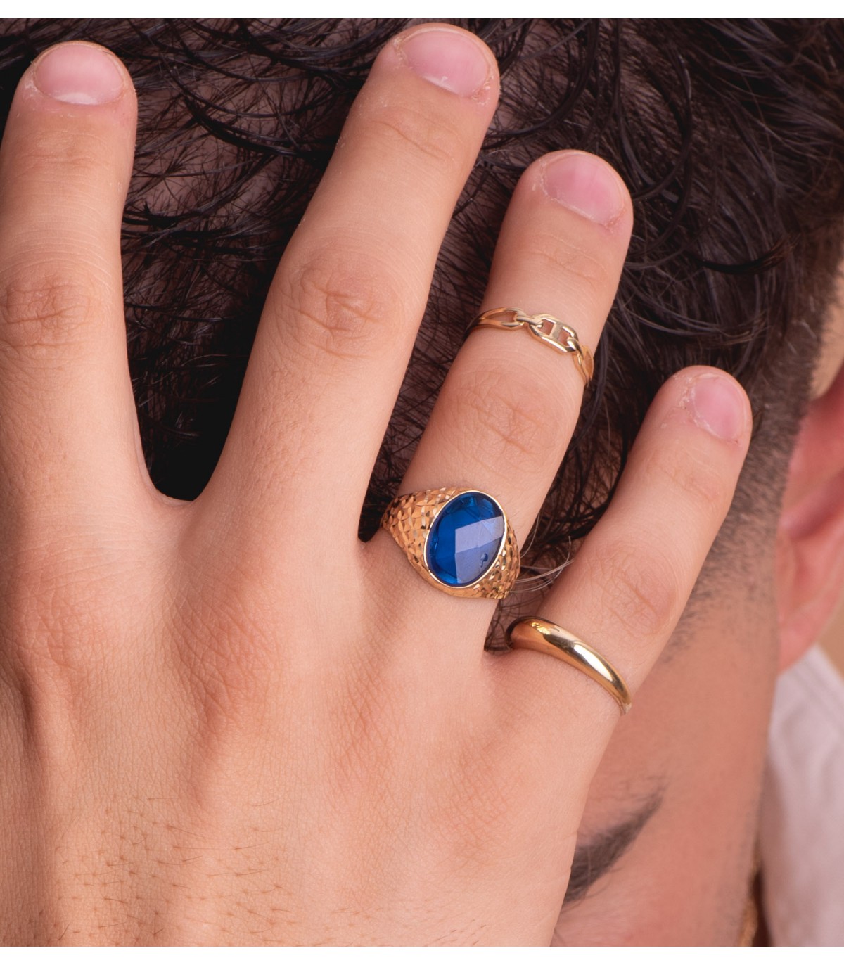 Anello da donna in oro 18 carati con catena a maglie traversino, finitura lucida e larghezza di 4 mm