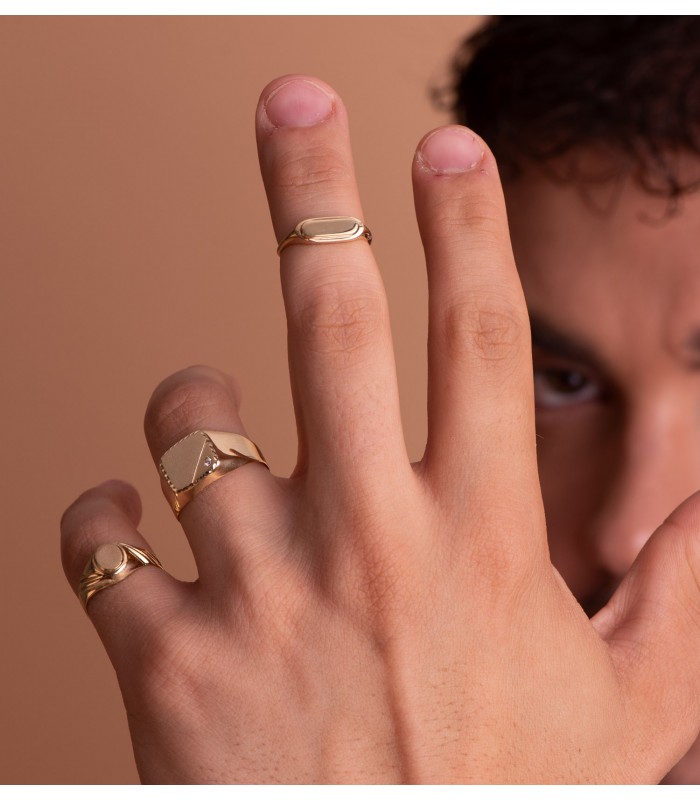 Chevalier da uomo Arc in oro giallo 18K | Anello personalizzabile con incisione