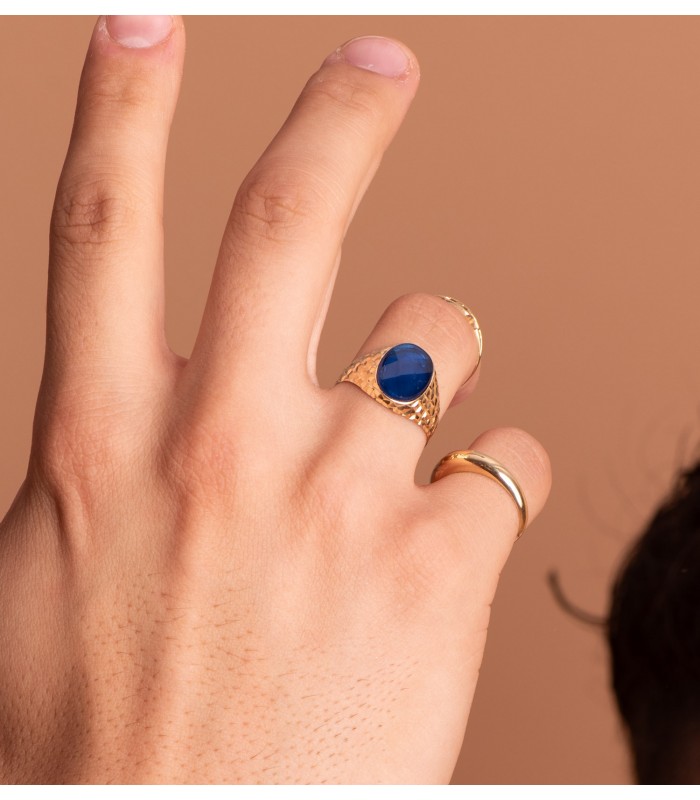 Anello chevalier uomo Fabrizio Spinello Blu 18 Kt