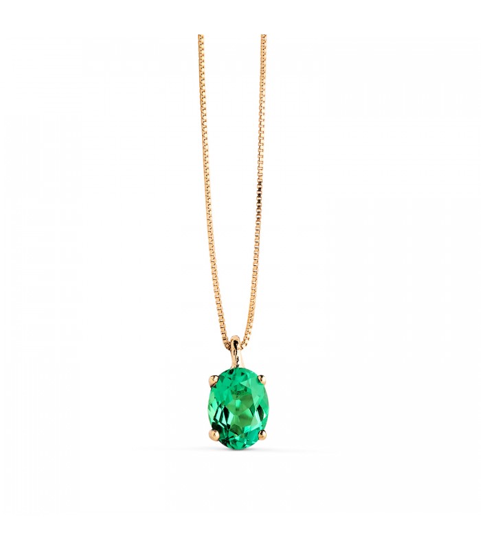 Gargantilla de mujer Nora Oro Amarillo 18K Esmeralda Oval