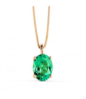 Gargantilla de mujer Nora Oro Amarillo 18K Esmeralda Oval