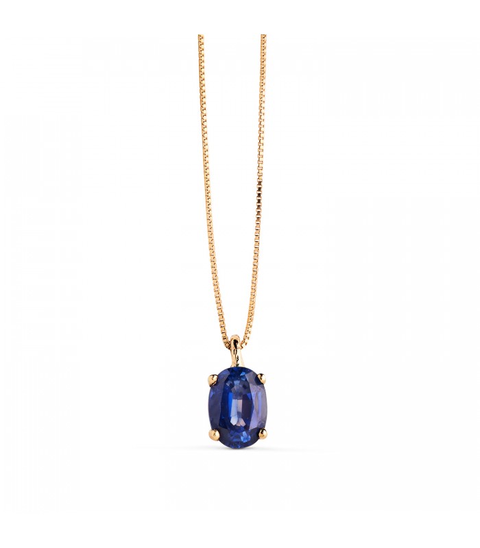 Collier pour femme Nora Or Jaune 18K Saphir Oval