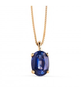 Collier pour femme Nora Or Jaune 18K Saphir Oval