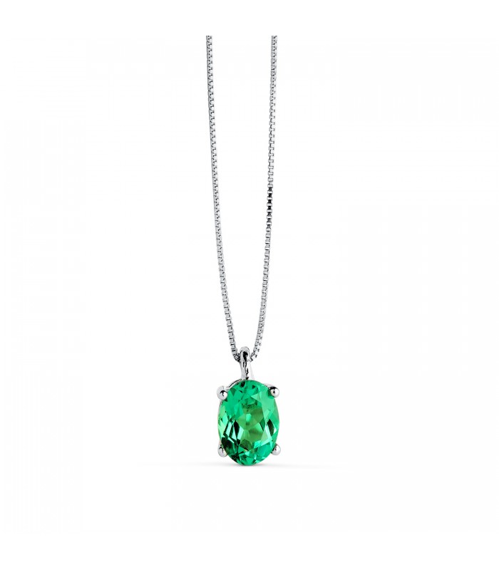 Gargantilla Esmeralda Nora Oro blanco 18K