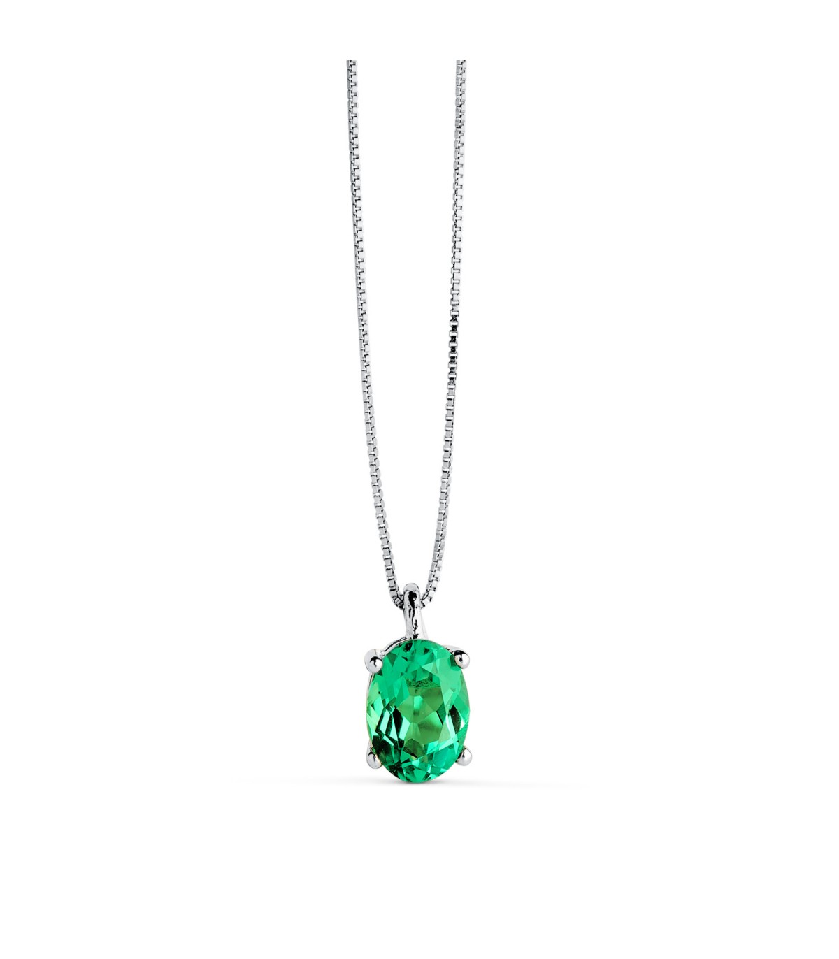 Gargantilla Esmeralda Nora Oro blanco 18K