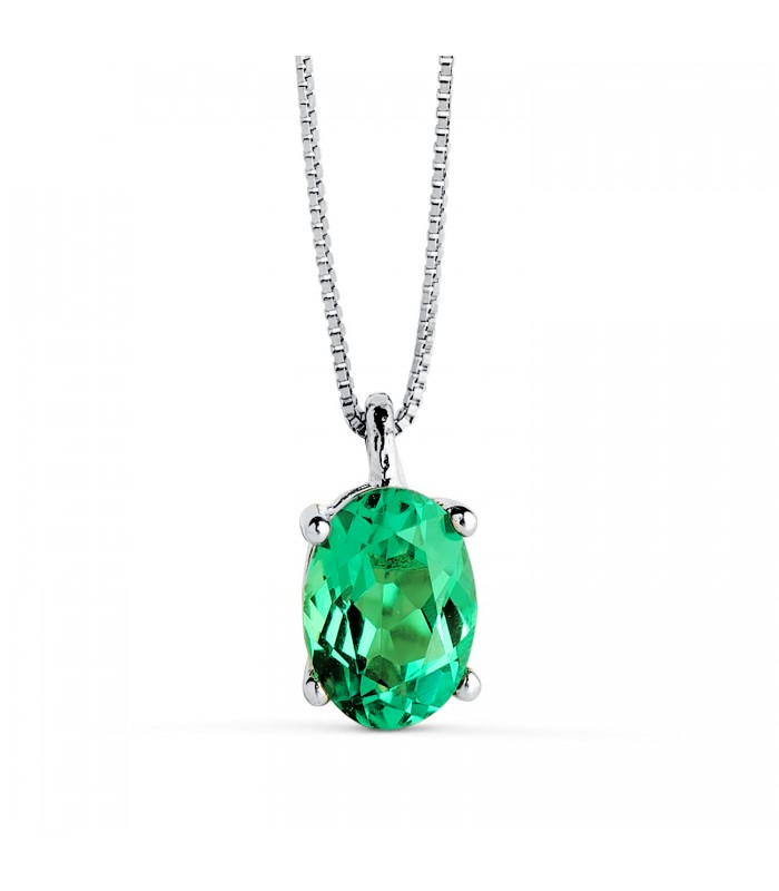 Collier Émeraude Nora Or blanc 18K