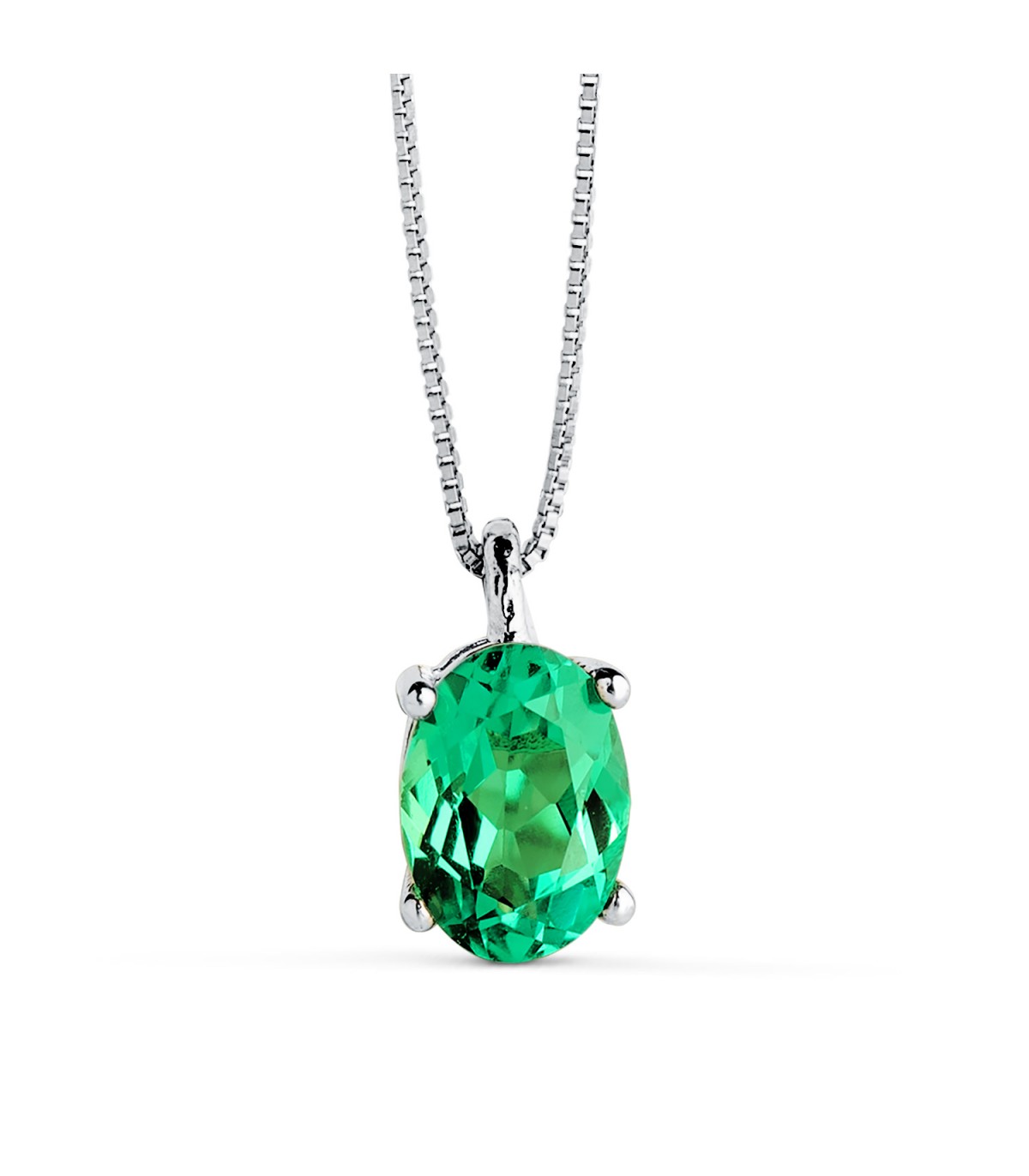 Collier Émeraude Nora Or blanc 18K