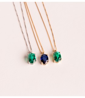 Gargantilla Esmeralda Nora Oro blanco 18K