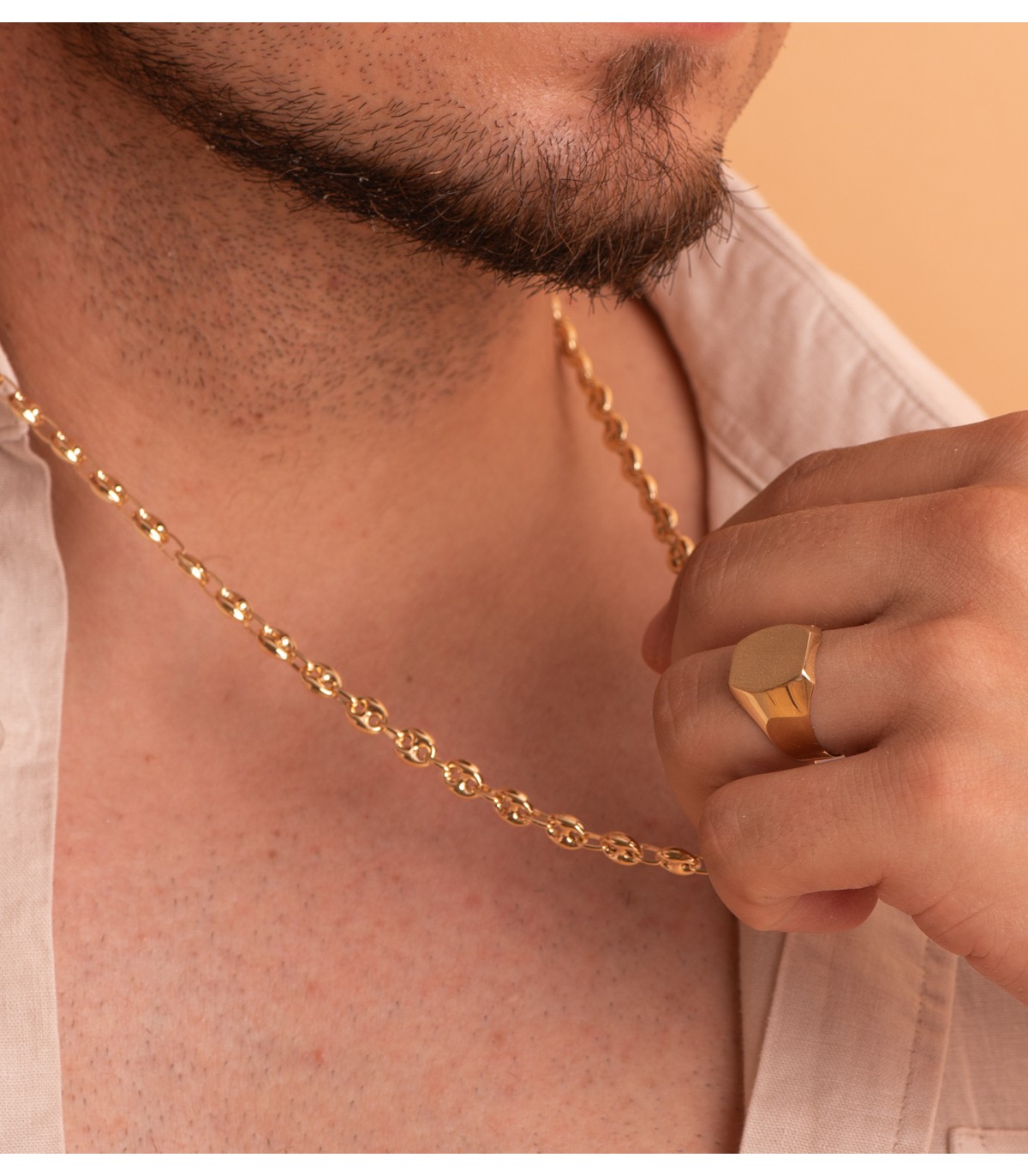 Cadena Grano de Café Oro 18K 6mm 60cm - cadenas calabrote - cadenas gruesas - cadena de oro