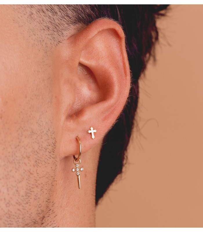 Herren Ohrstecker Kreuz 18K | 21345 ideal als Piercing