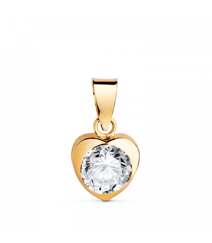 Solitär-Anhänger 18K Gold, Herz-Design, 7,5 mm, weißer Zirkoniastein