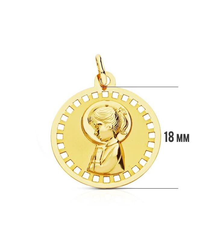 Médaille Vierge ajourée 18 K 18 mm