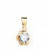 Solitär-Anhänger Gelbgold 18 K, Blumen-Design, 8 mm, weißer Zirkoniastein