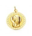 Pendentif Vierge rond ajouré 18 K