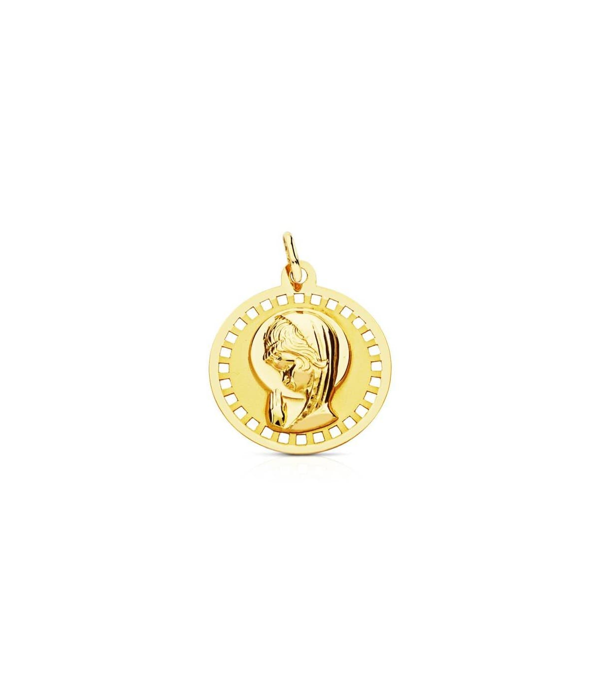 Pendentif Vierge rond ajouré 18 K