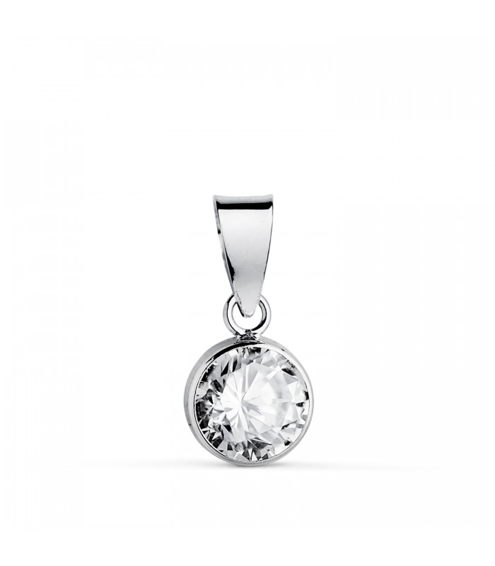 Solitär-Anhänger Noly Weißgold 18K, runder Design Ø 6 mm, weißer Zirkoniastein