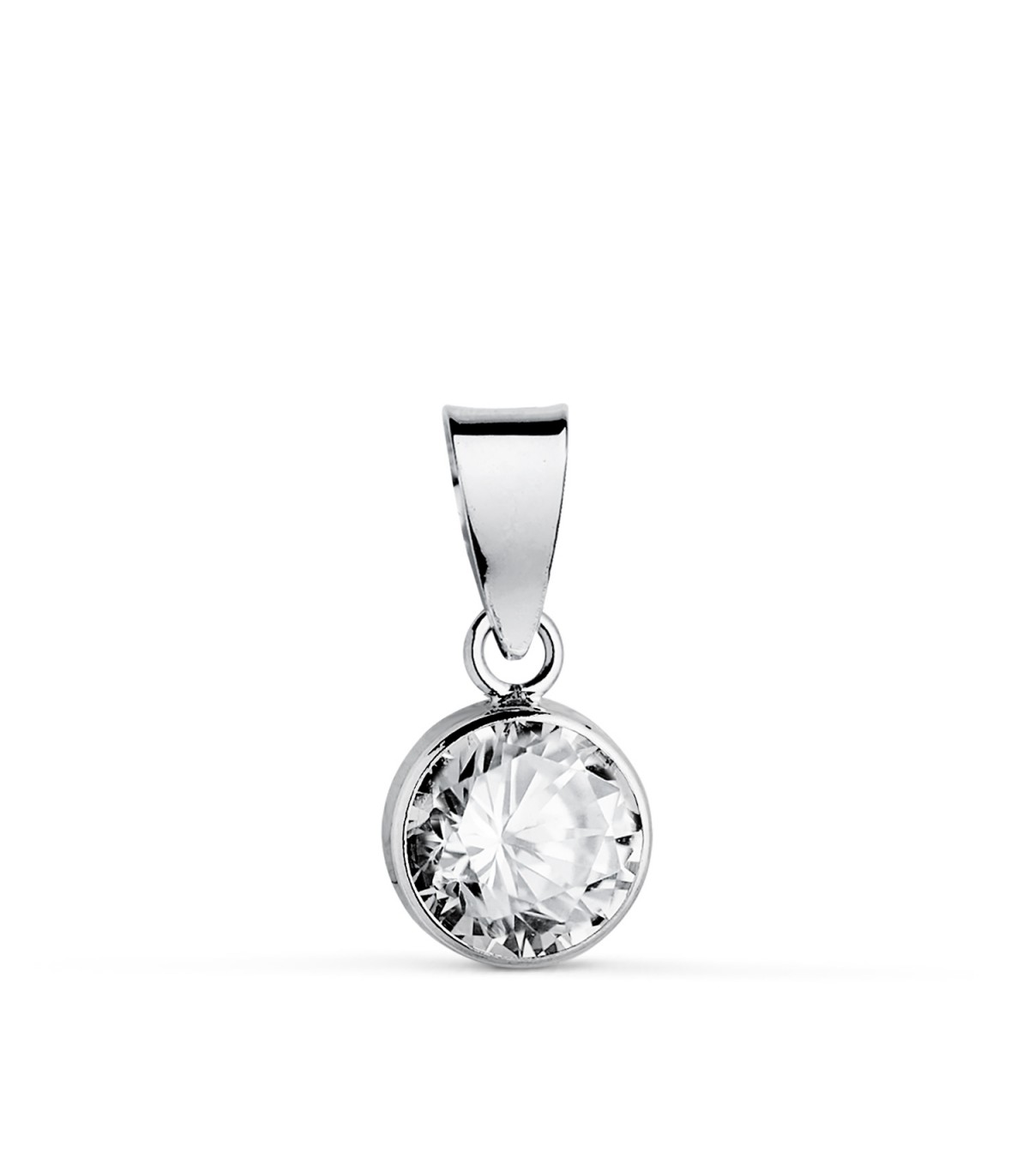 Pendentif Noly Or Blanc 18 K 6 mm, pendentifs femme solitaire avec zircone