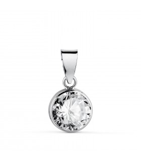 Pendentif Noly Or Blanc 18 K 7 mm, pendentifs femme solitaire avec zircone