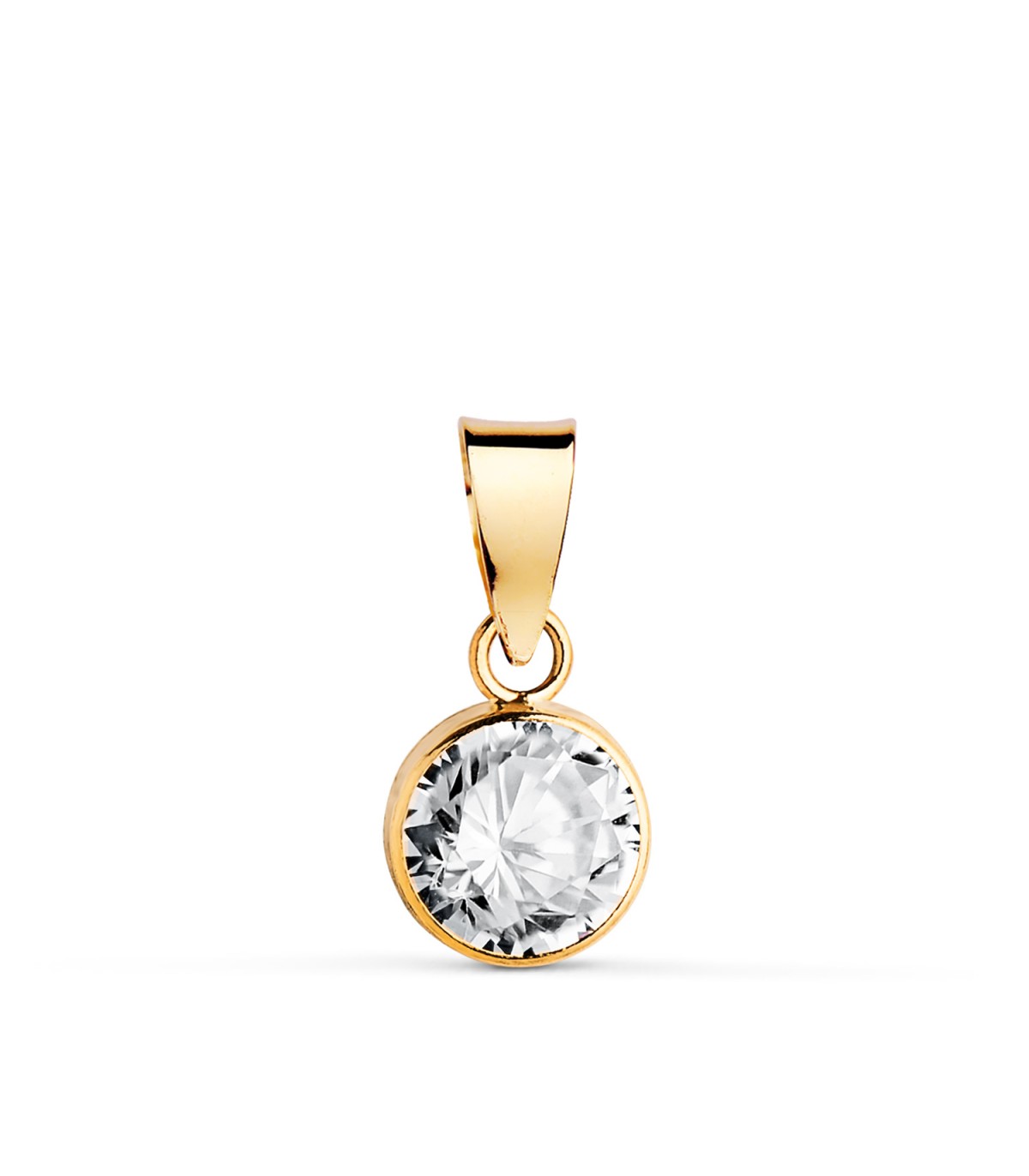 Pendentif Noly Or jaune 18 K 6 mm, pendentifs femme solitaire avec zircone