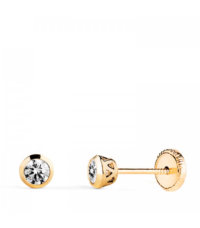 Pendientes chatones en oro amarillo 18 Kilates, modelo Lorena 4 mm, ideal bebé