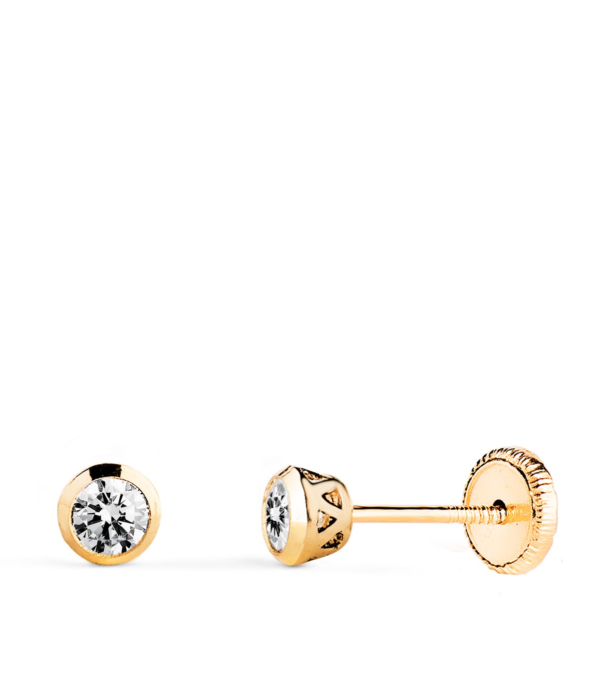 Pendientes chatones en oro amarillo 18 Kilates, modelo Lorena 4 mm, ideal bebé