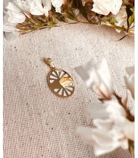 Médaille baptême avec gravure - Or 750 et nacre