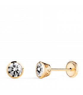 Pendientes de oro niña Lorena 4 mm con circonitas, ideal niñas o bebé