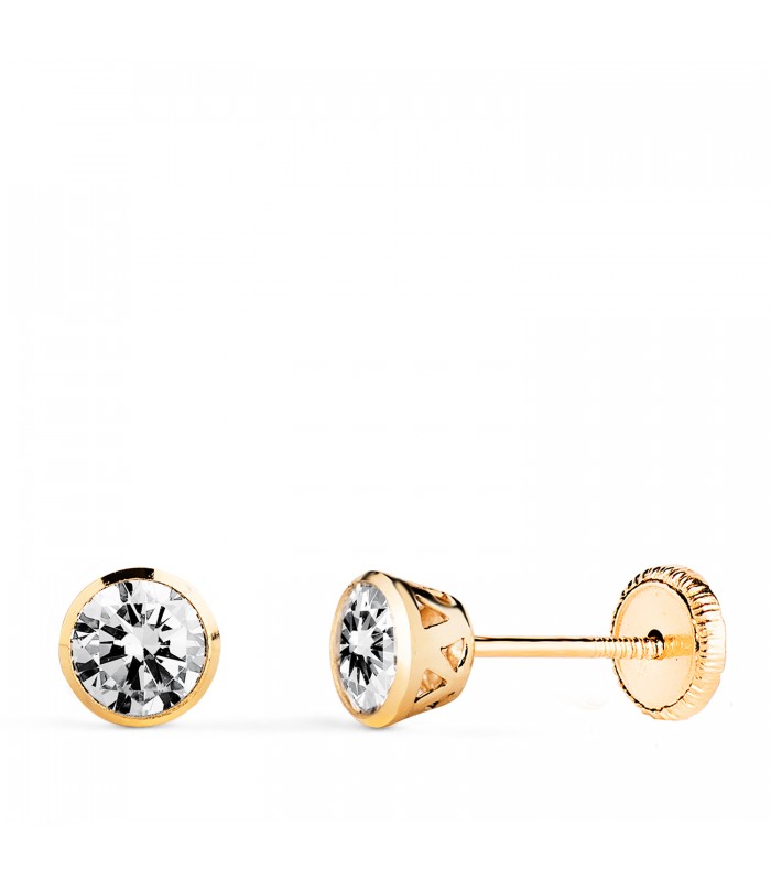 Boucles d'oreilles enfant Lorena Zircone 5mm Or 18K, puces d'oreilles nouveau née