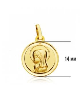 Medalla Virgen niña bisel oro 18k joyas comunion personalizadas colgante grabado