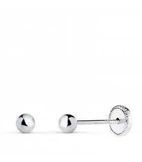 Ohrstecker Kugel hohl, Ø 3 mm | Damen Ohrringe 750 Weißgold N7004