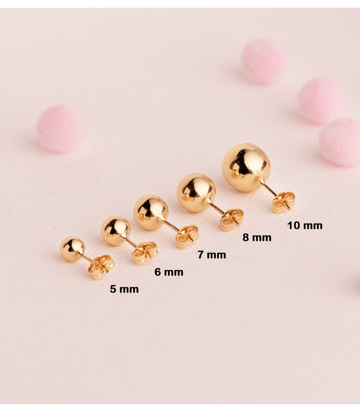 pendientes de bola en oro amarillo 10 mm