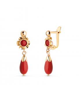 Pendientes oro 18k cubana coralina
