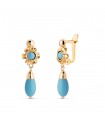 Pendientes oro 18k cubana turquesa