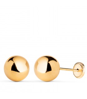 Orecchino a lobo forma di sfera, gioielli donna - Orecchini palline Emma oro giallo 18kt 8mm
