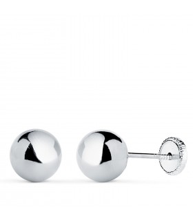 Boucles d'oreilles boules Emma or blanc 18K 7mm, clous d'oreilles femme