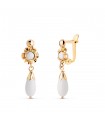 Pendientes oro 18k cubana piedra blanca