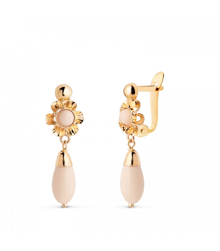 Orecchini pendenti oro 18kt goccia avorio