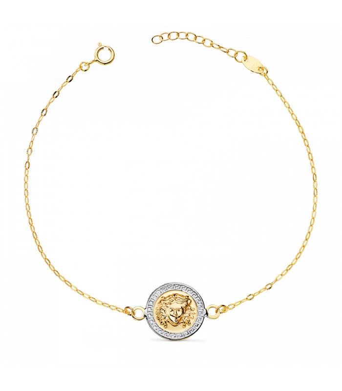 Bracciale donna Medusa oro giallo e bianco 18Kt, regalo mamma, gioielli per donne