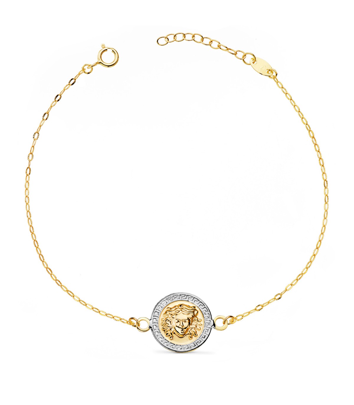 Bracciale donna Medusa oro giallo e bianco 18Kt, regalo mamma, gioielli per donne