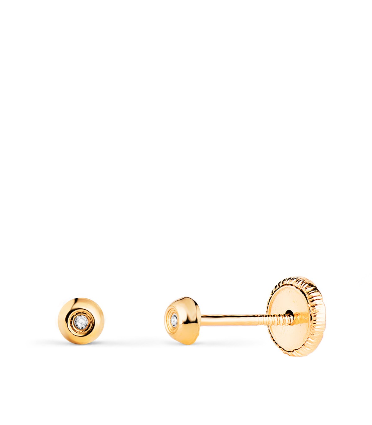 Pendientes bebé Aminata Oro 18K 3mm, chatón con circonitas