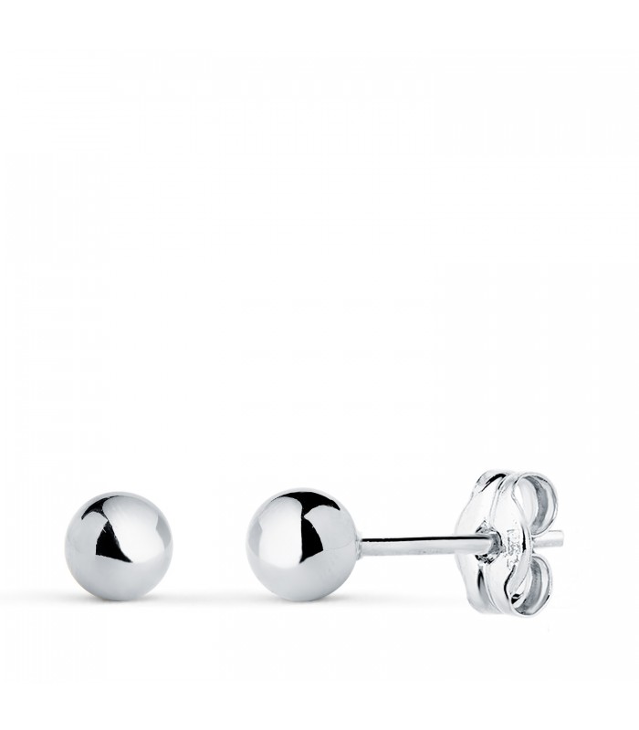 Boucles d'oreilles boules Emma or blanc 18K 4mm