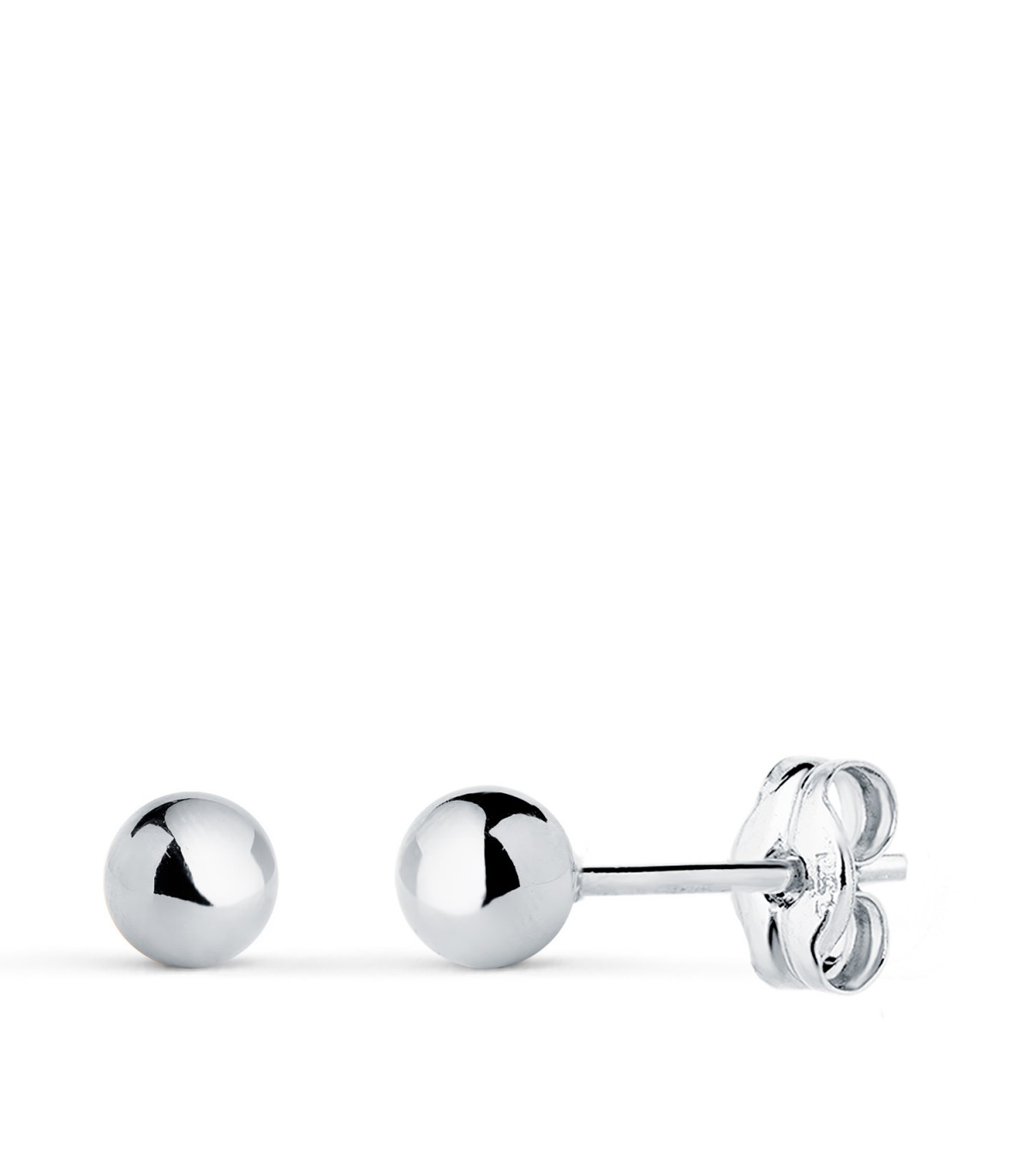 Boucles d'oreilles boules Emma or blanc 18K 4mm