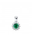Pendentif Idril Or blanc 18K Diamants et Émeraude