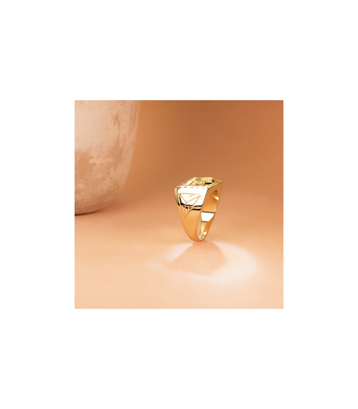 Anello chevalier pistola oro 18kt, anelli da uomo