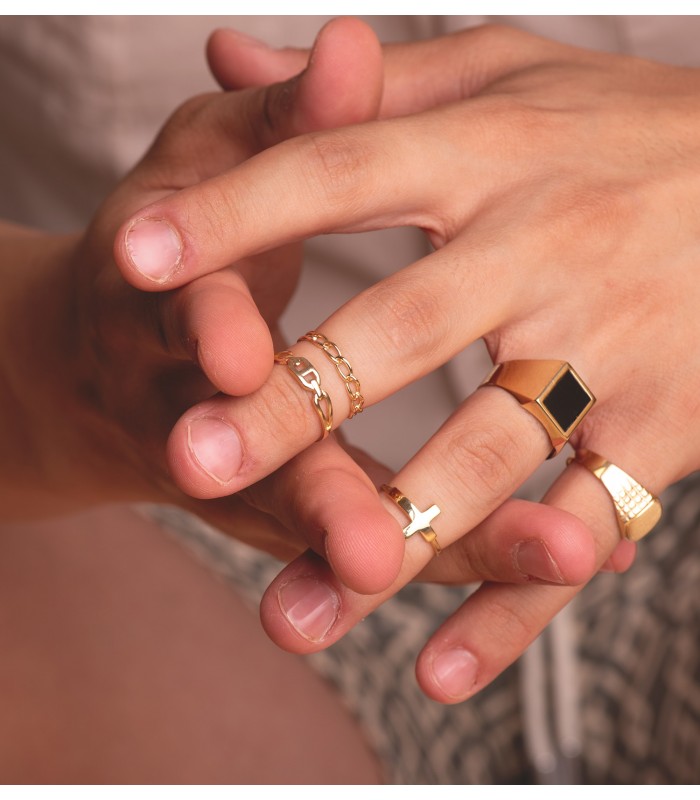 Anello maglia oro 18 carati. Anelli oro per donna, anelli moderni, modello a catena slim.