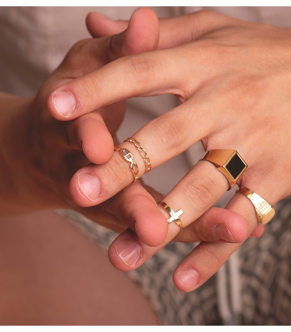 Bague maillons or 18 carat - Bagues en or pour femmes, bague fin.