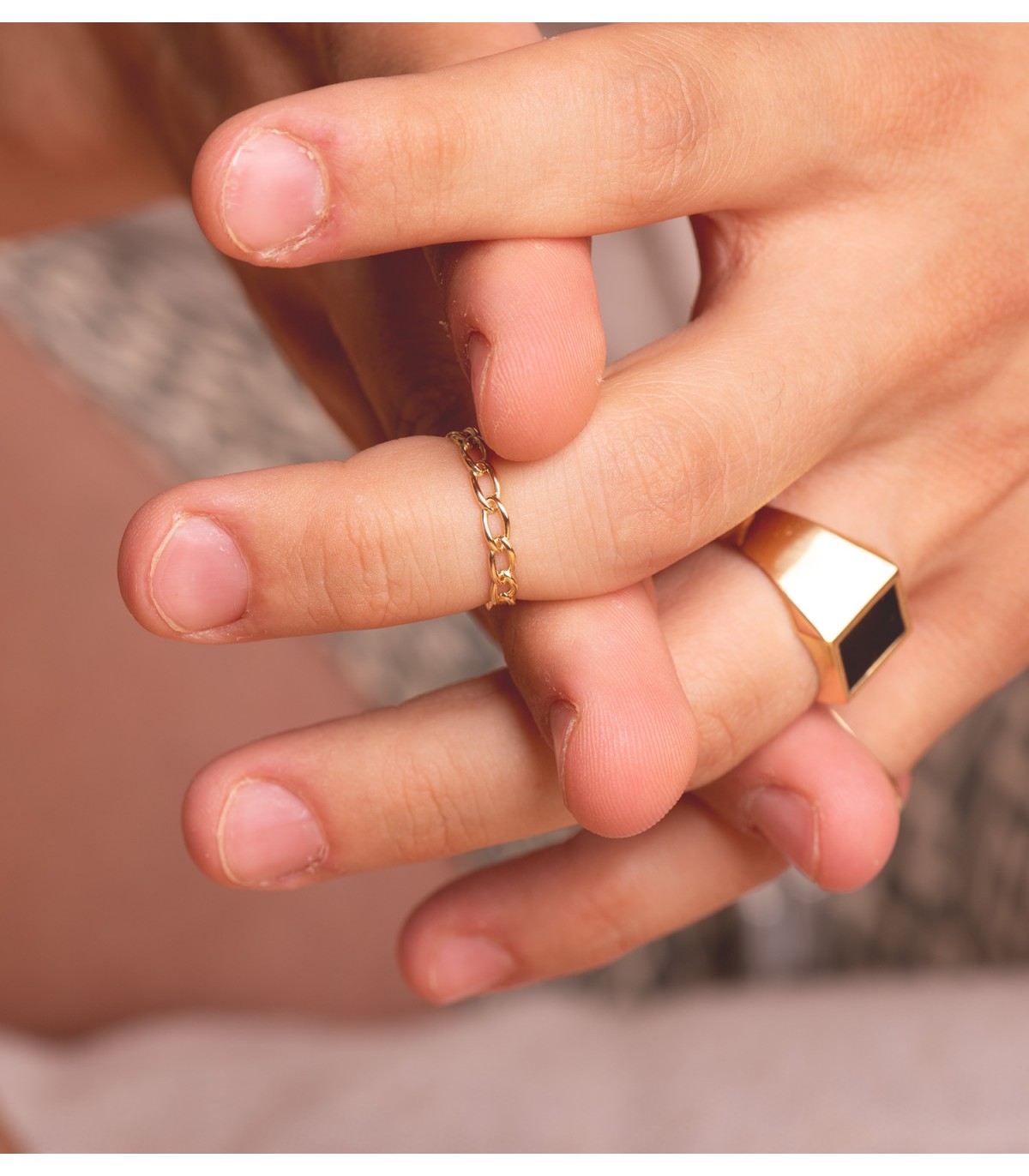 Bague maillons or 18 carat - Bagues en or pour femmes, bague fin.