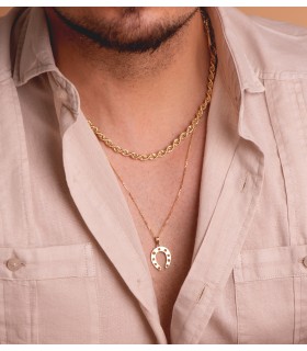 Colgante Herradura tachuelas Oro 18 K 20 mm, colgantes amuletos, buena suerte.