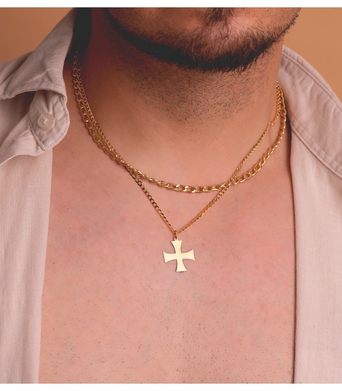 Colgante Cruz Templaria Oro 18 K 22 mm, símbolo de los caballeros templarios, cruces de hombre.