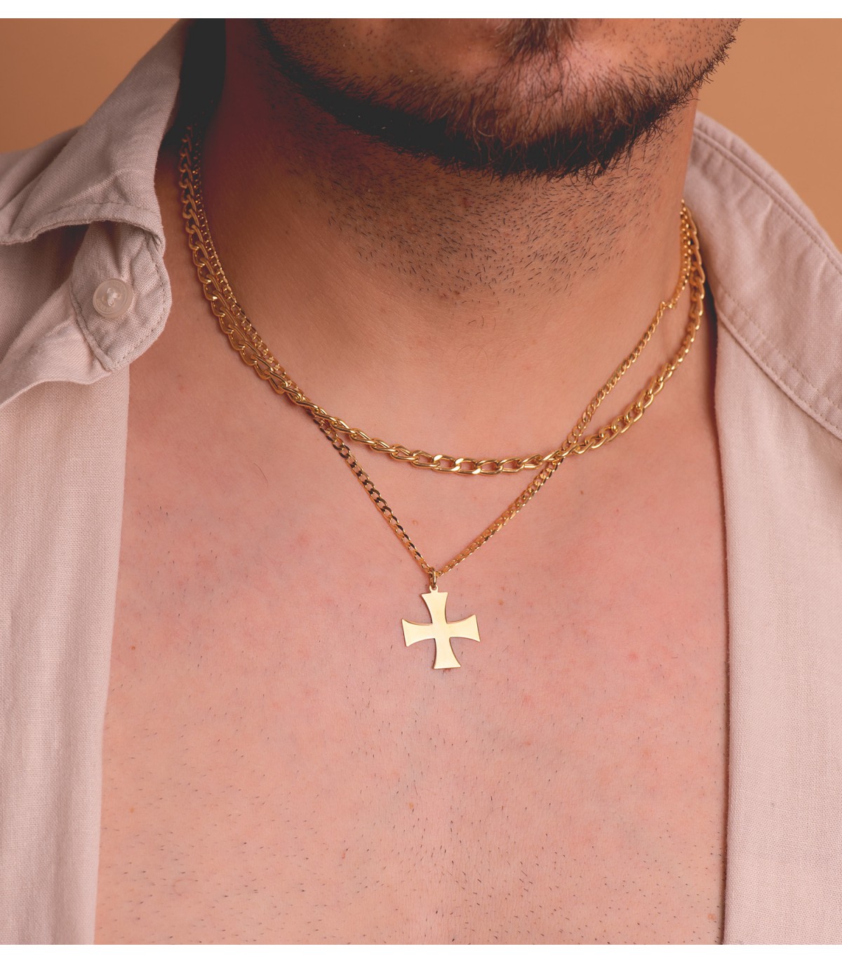 Colgante Cruz Templaria Oro 18 K 22 mm, símbolo de los caballeros templarios, cruces de hombre.
